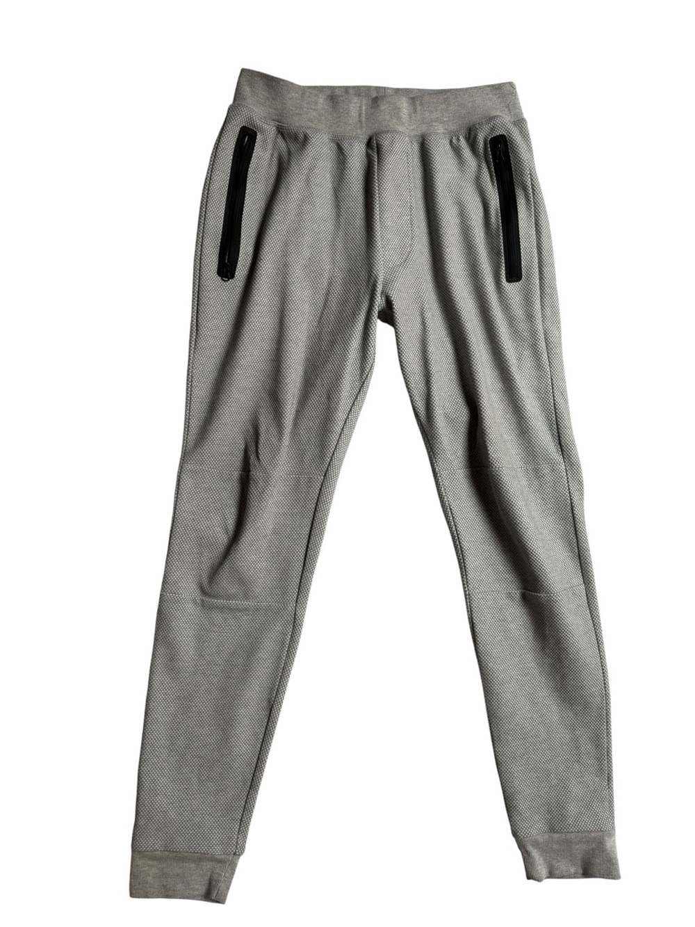 ALO Yoga Men’s Light Gray Slim Joggers with Black Zip Pockets